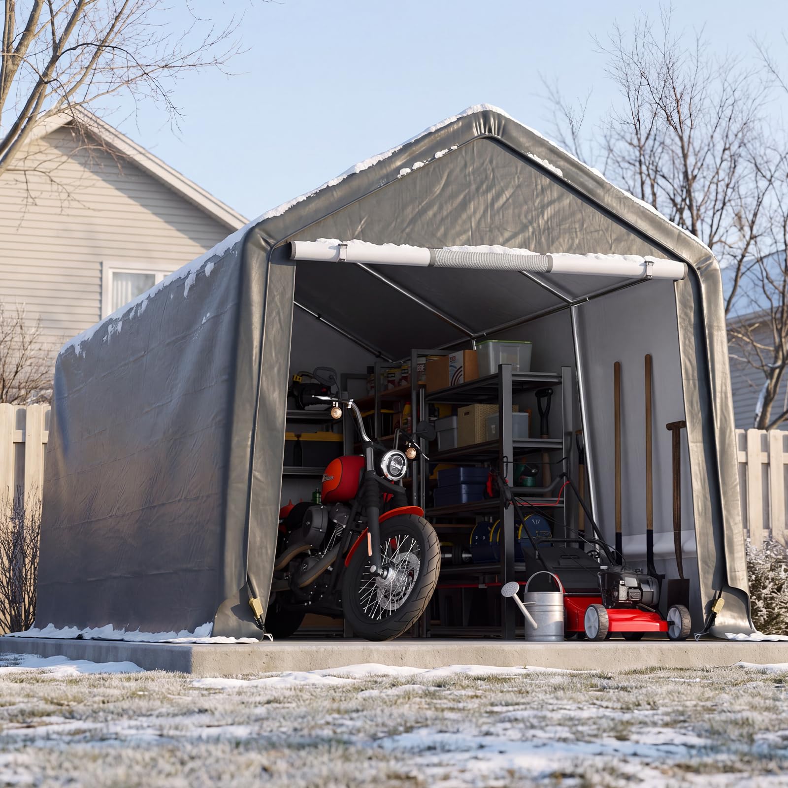 Quictent Heavy Duty 8x14FT Carport Storage Shelter with Roll-Up Door&Vents | Rei