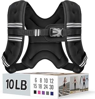 Zeerun Weighted Vest, 6/8/10/12/15/18/20/24/30LB for Men Women | Reflective Stripe Adjustable Buckle, Comfortable Durable Rucking Vest for Walking Running Strength Training