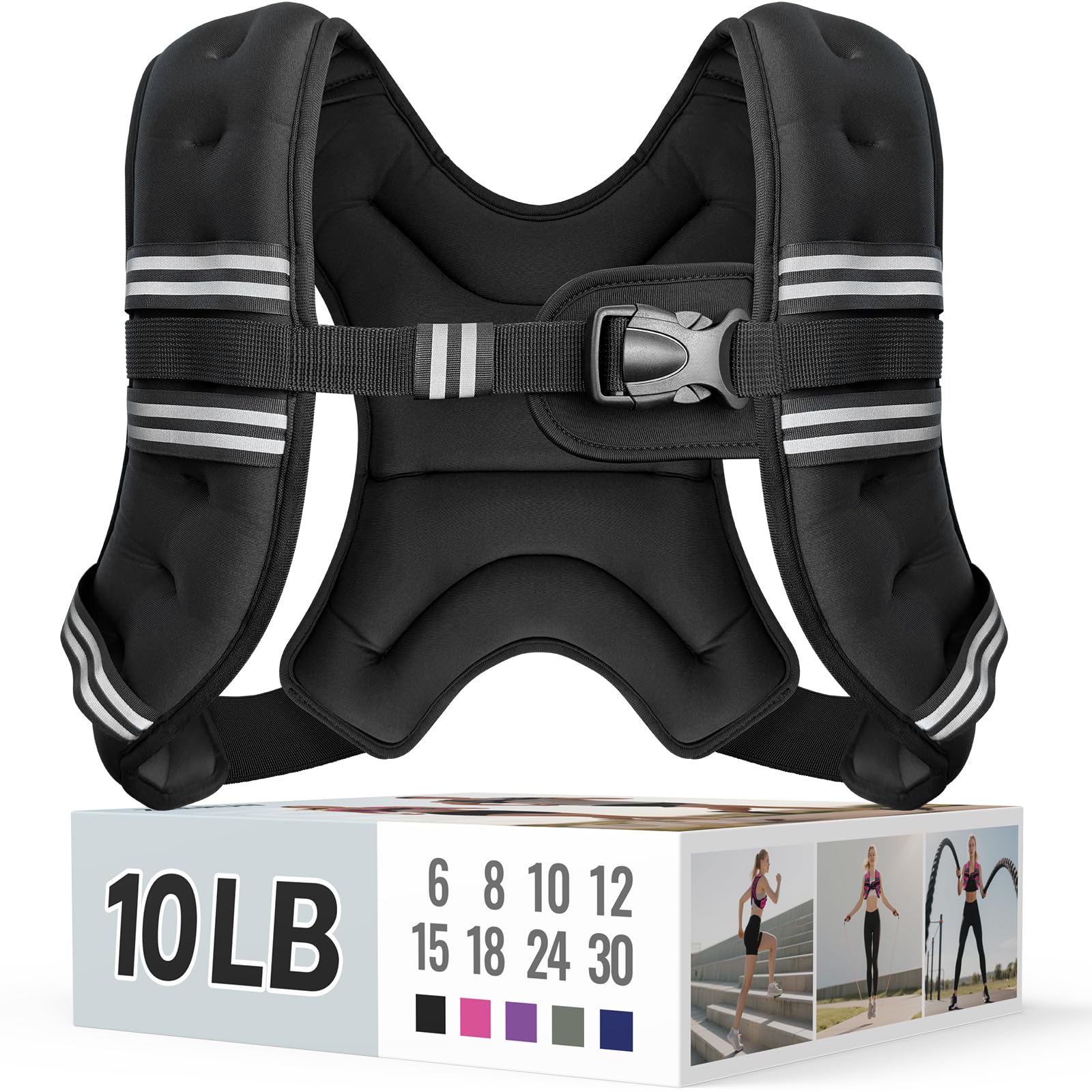 Zeerun Weighted Vest, 6/8/10/12/15/18/20/24/30LB for Men Women | Reflective Stri