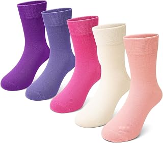 PUTUO Kids Socks for Boys Girls: Seamless Kids Socks Made of Bamboo Viscose - Soft Breathable Unisex Kids Stockings Size 23-38 for School Everyday 5 Pairs