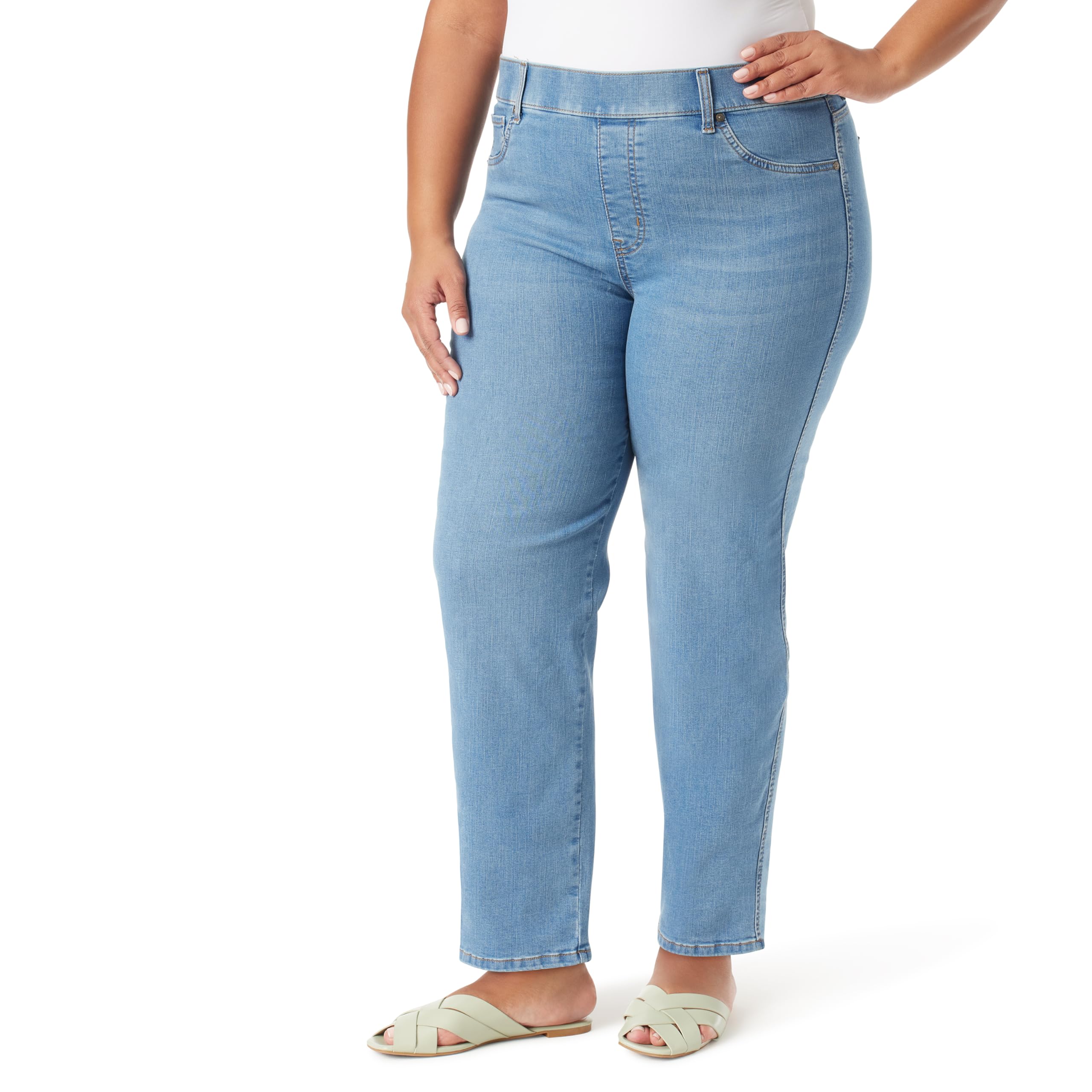 Gloria Vanderbilt - Shape Effect Pull On High Rise Straight Leg Jean Plus Women'