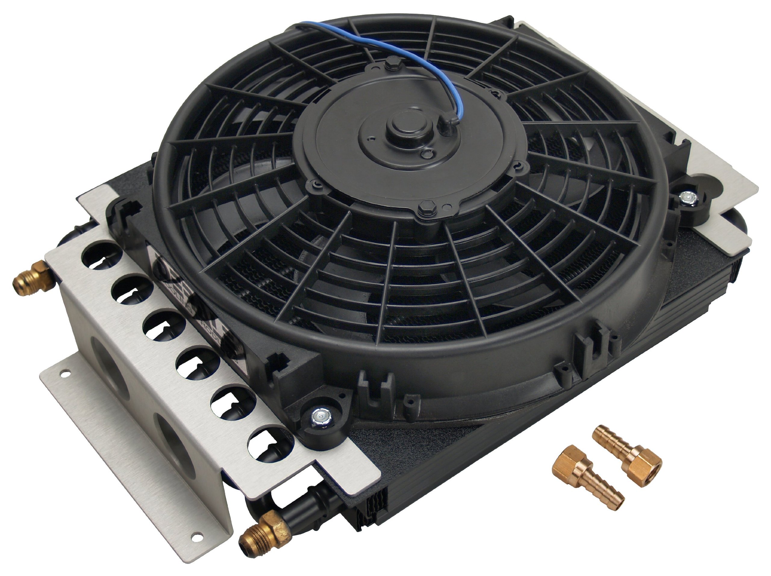 Fluid Cooler and Fan, 15-3/4 x 11-1/2 x 5 in, Tube Type, 6 AN Male Inlet/Outlet,