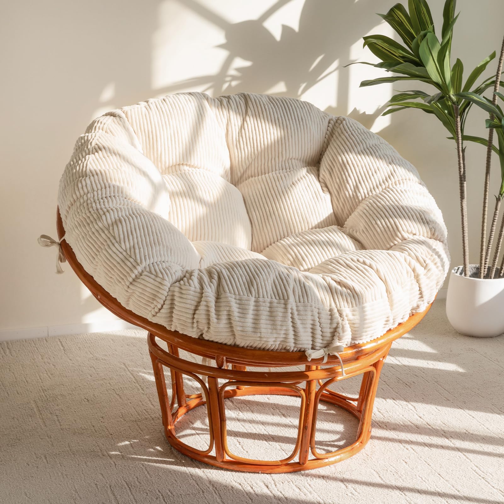 HIGOGOGO Papasan Chair Cushion with Corduroy Cover (Without Chair), 48 x 48 Inch