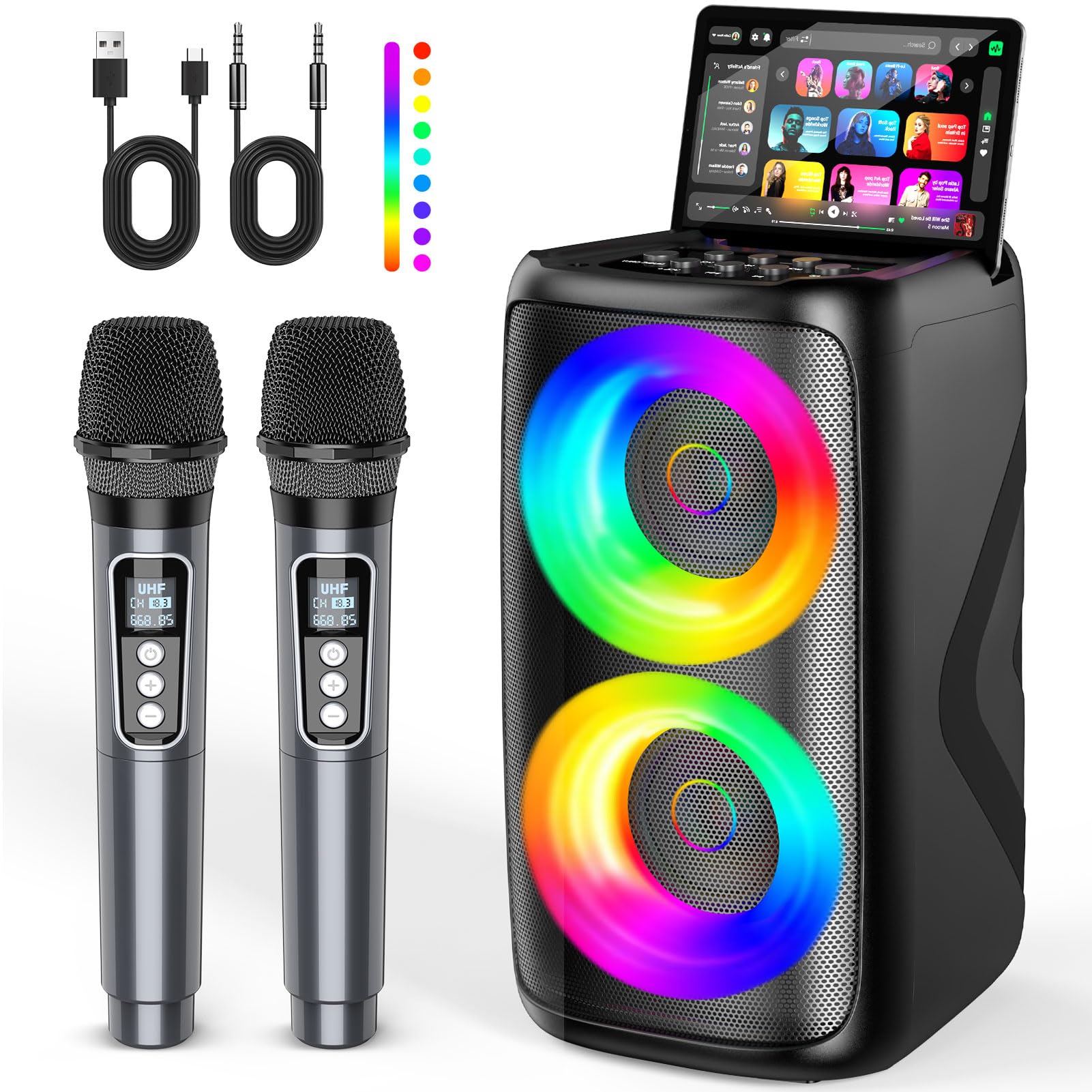 Karaoke Machine 2 Microphones for Adults & Kids,Bluetooth Speaker | 2026 Vocal R
