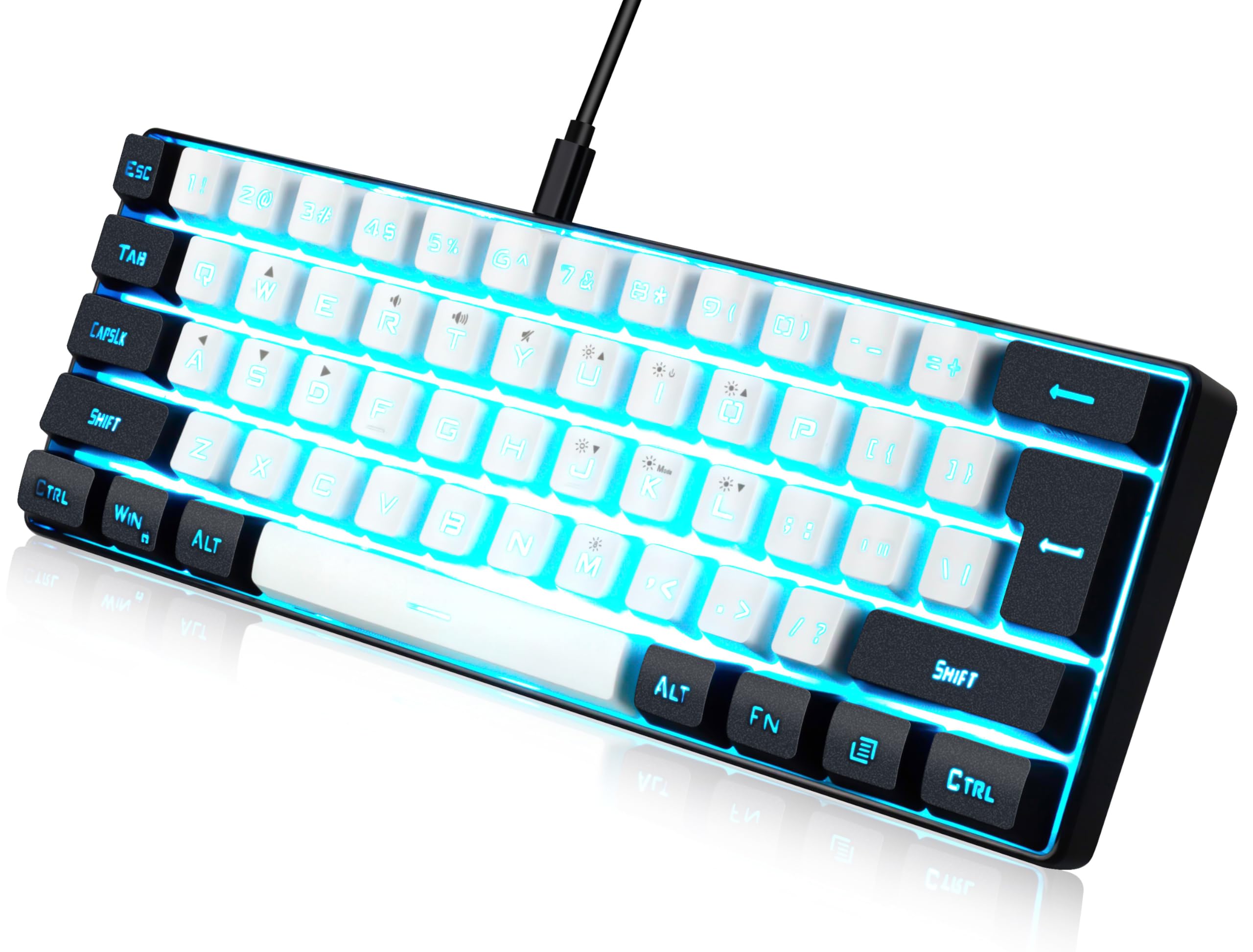 abucow 60% Percent Gaming Keyboard Minimalist Portable Wired Ultra-Compact Mini 