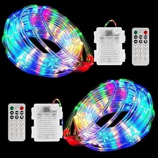 2 Pack 150LED Rope Lights Outdoor,RGB Garden Lights with Battery Powered | Outside Lights for Patio, Yard, Wedding, Party, Christmas Decorations