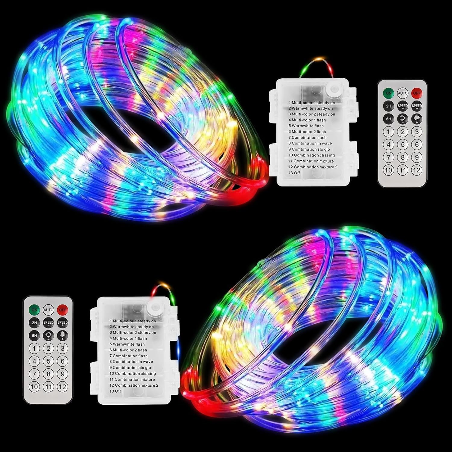 2 Pack 150LED Rope Lights Outdoor,RGB Garden Lights with Battery Powered | Outsi