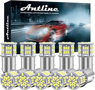 Antline 1157 BAY15D 7528 2057 2357 LED Bulbs White, Super Bright 3014 54-SMD LED Replacement for 12V-24V RV Camper Car Vehicle Trailer Trunk Backup Reverse Tail Brake Turn signal Lights (Pack of 10)