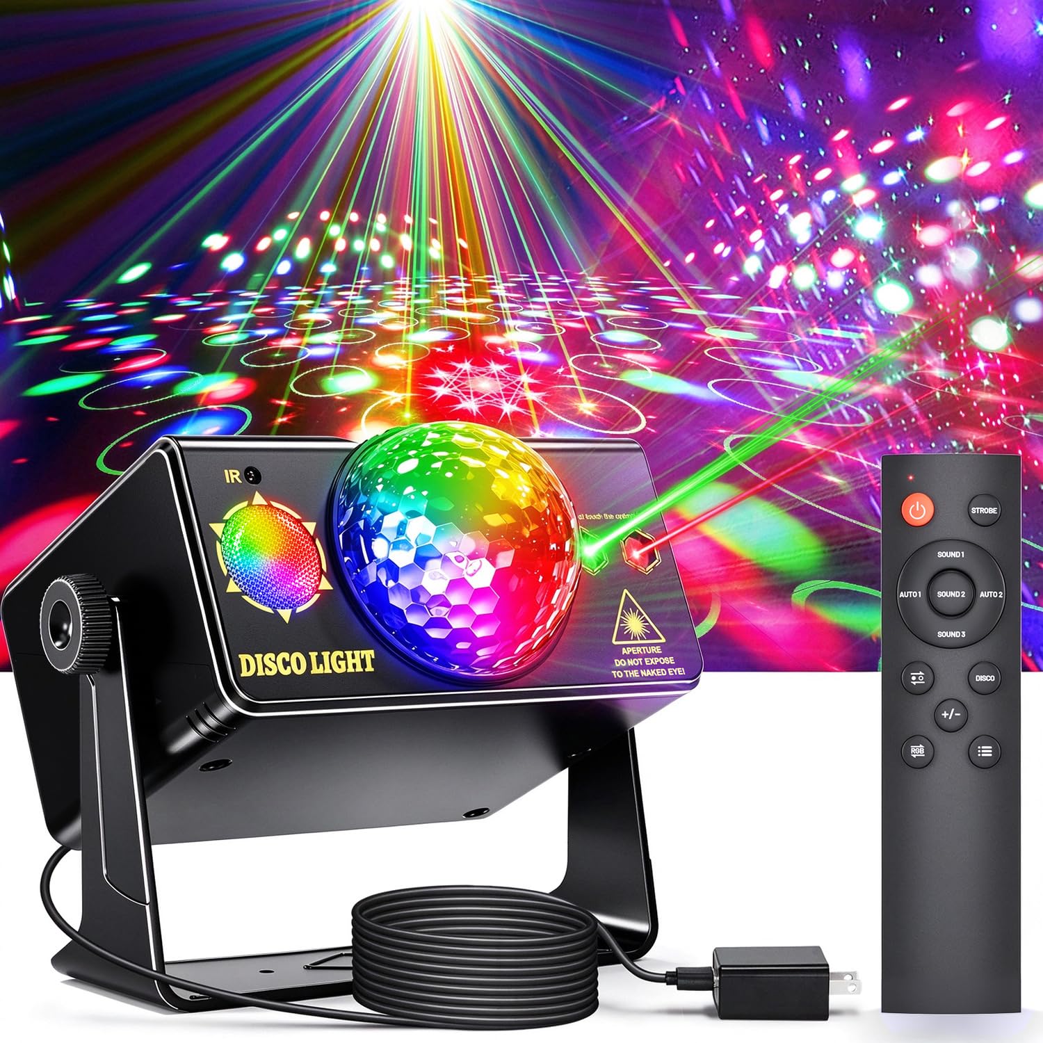OIEZISRO Party Lights, DJ Disco Light Disco Ball Light Sound Activated Strobe St