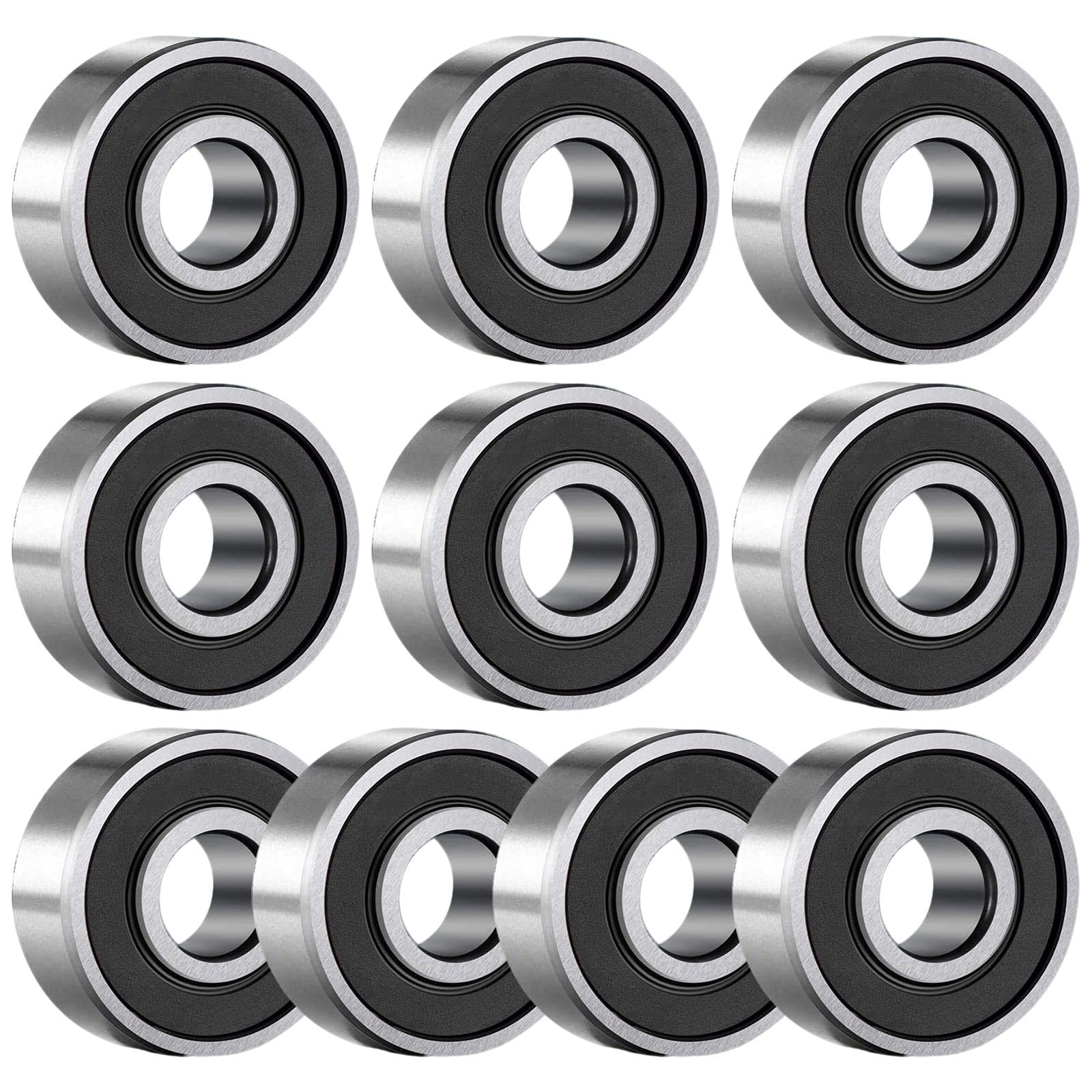 10-Pack 608 Bearing 8x22x7mm, 608ZZ Metal Shield Ball Bearings with Double Rubbe