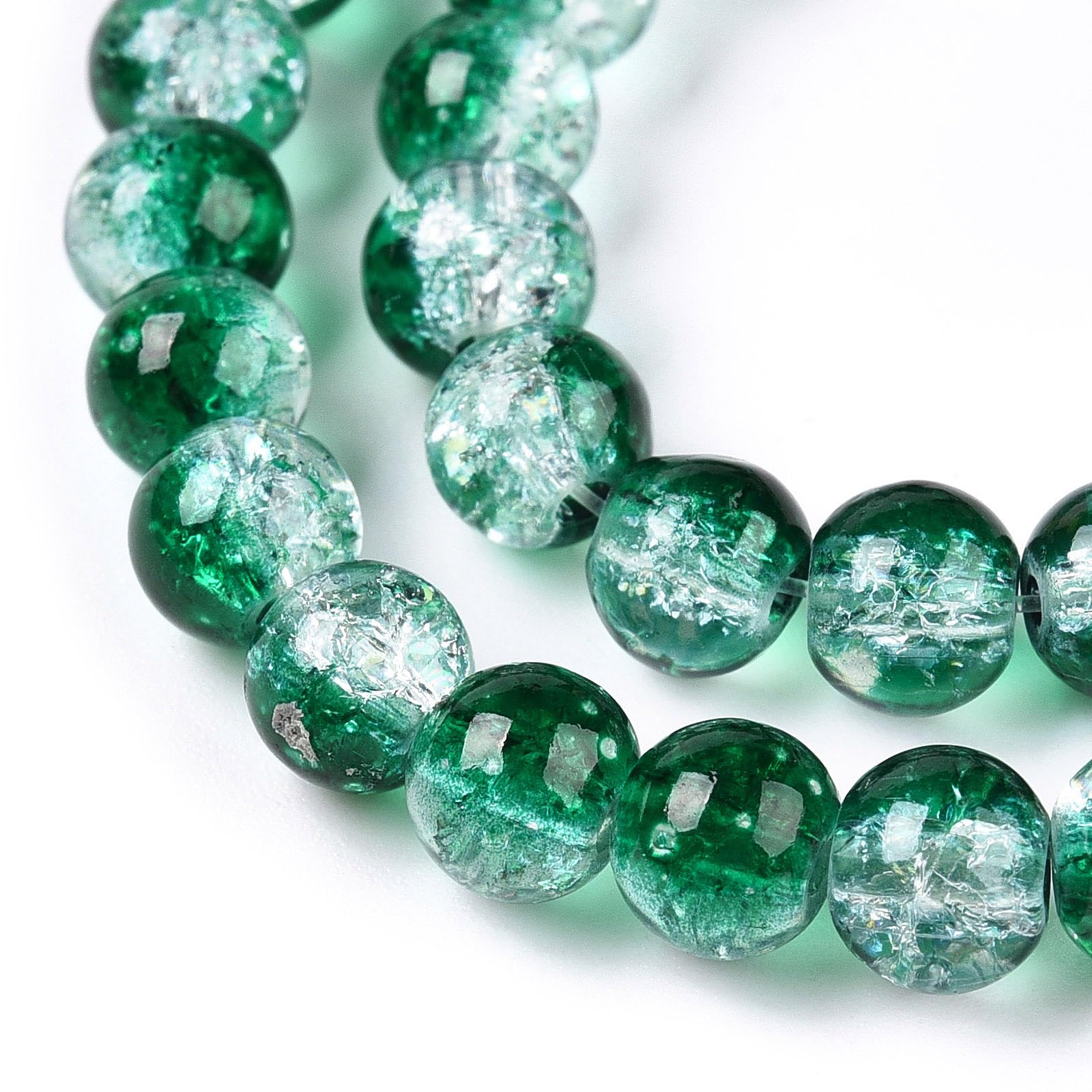 About 133pcs 6mm Crackle Glass Beads for Jewelry Making Medium Sea Green Glass R