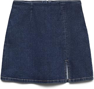 VERO MODA Women's Denim Skirt with Zip and Straight Cut