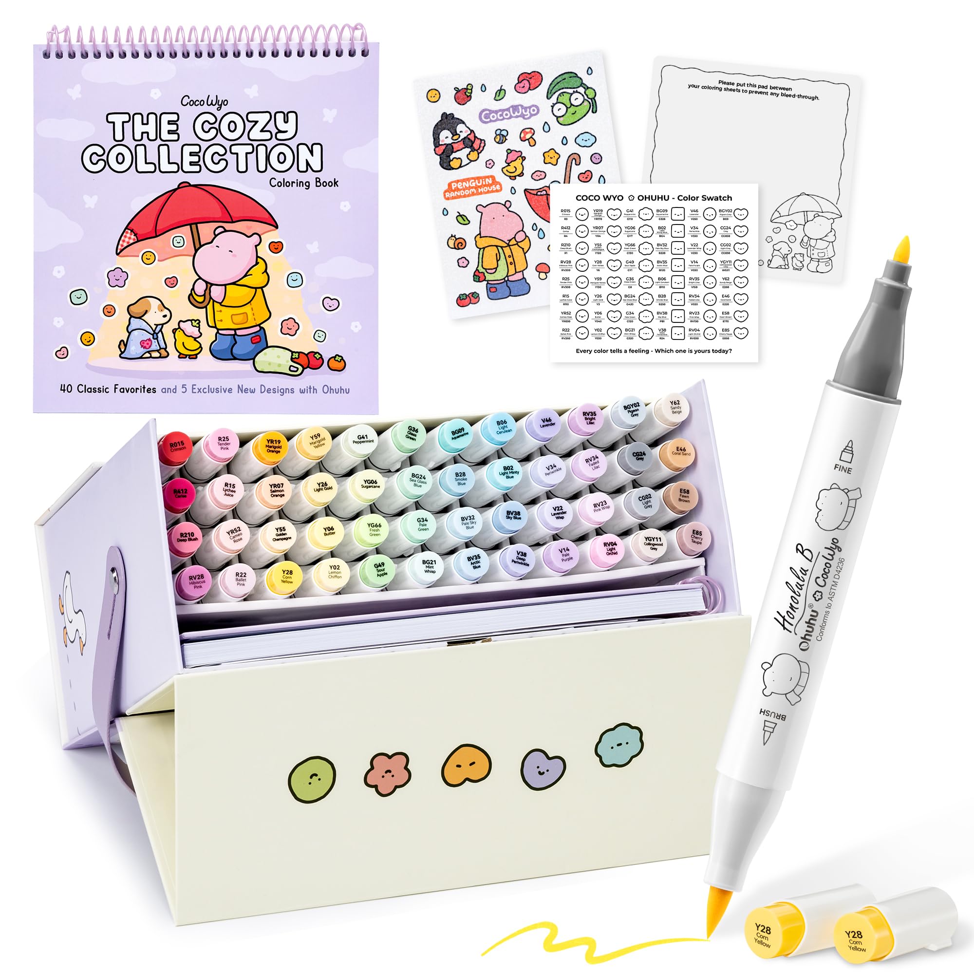 Ohuhu × Coco Wyo Coloring Set 48 Alcohol Markers& Coloring Book Brush& Fine | Co