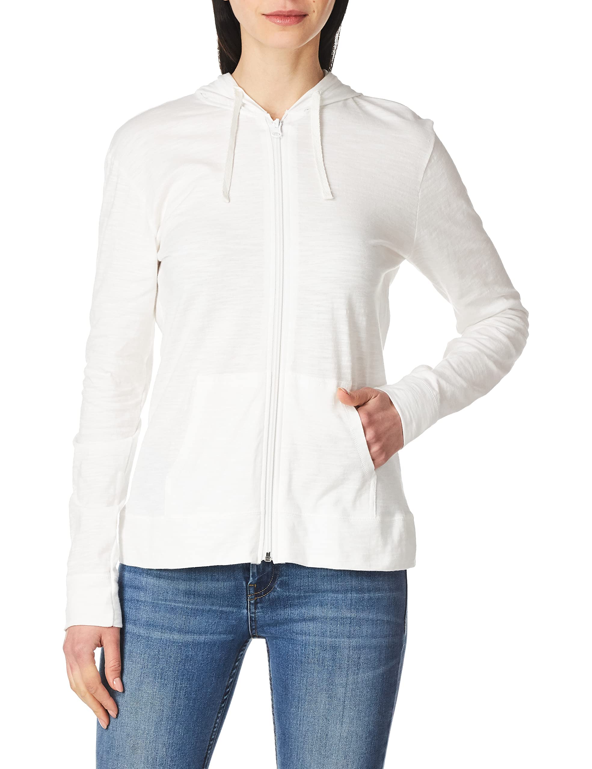 Hanes Slub Knit Full-Zip Hoodie, Textured Cotton Zip-up T-Shirt Hoodie for Women