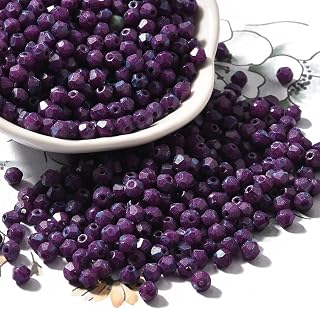 10g Bicone Glass Bicone Beads 4.5x3.5mm Small Faceted Bicone Glass Spacer Beads for DIY Jewelry Making Bracelet Necklace Earrings Supplies Purple