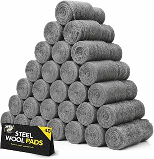 SOL 48pk Wire Wool for Cleaning - Fine Grade 0 Multi-Purpose Pads | Steel Wool Mice Blocker for Rodent Control, Cleaning & Polishing - Fine Grade 0 Wool for Gaps & Holes