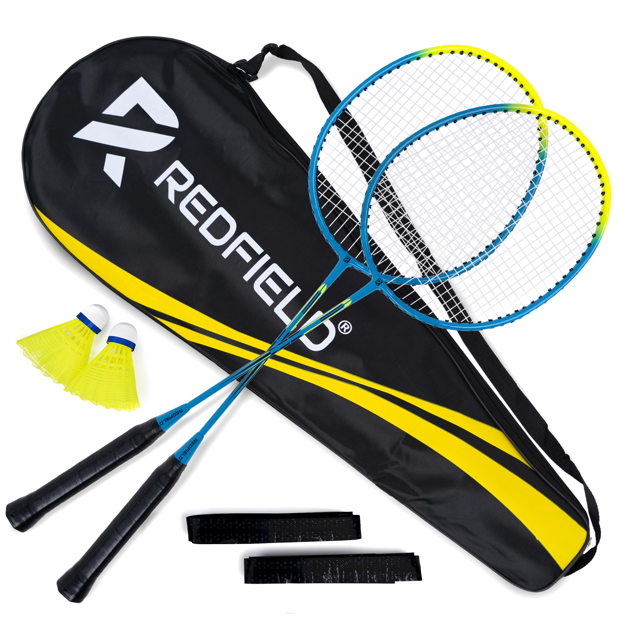 Redfield Badminton Set for Outdoor Backyard Games - 2 Badminton Rackets - 2 Shut