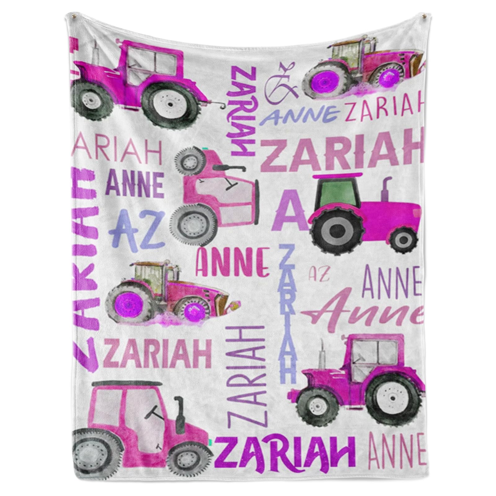 Personalized Tractors Blanket - Custom Name with Farm Tractor Trucks Design - So