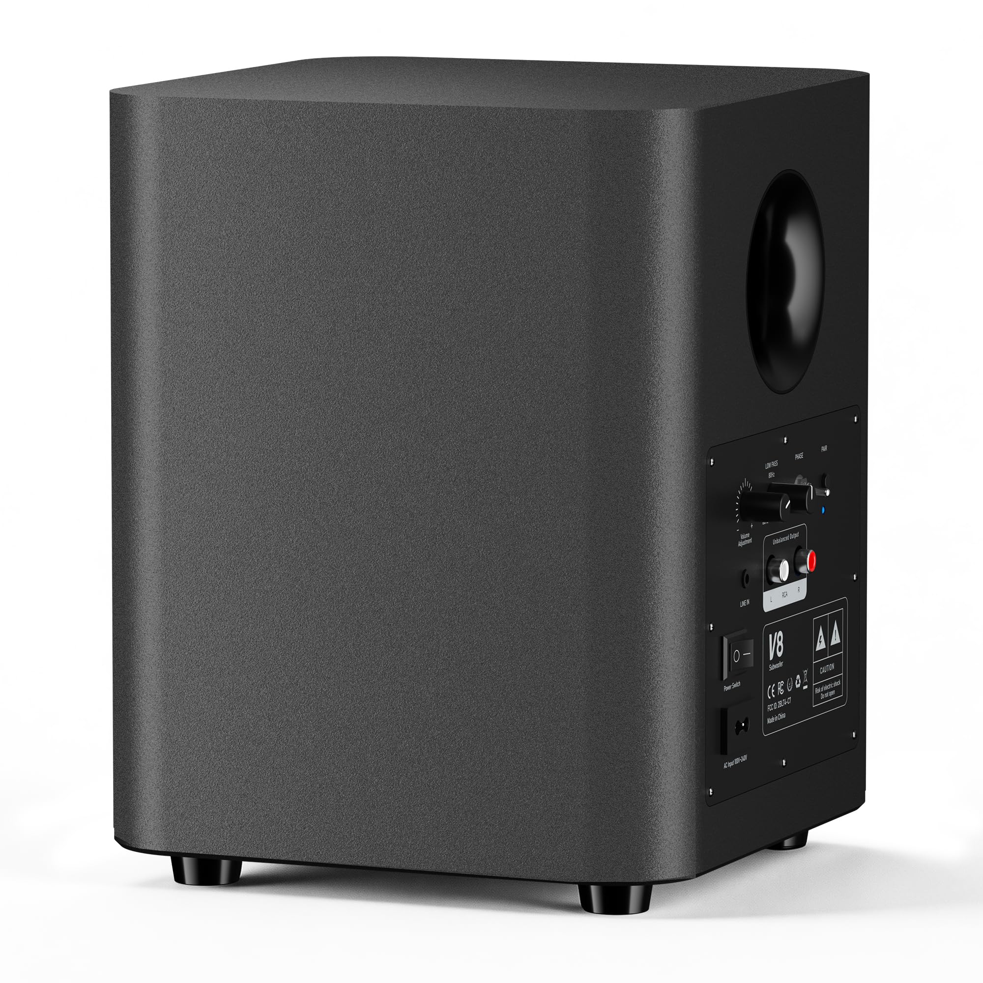 OHAYO 60W Down-Firing Powered Subwoofer, Class D Amplifier, Black | Deep bass, c