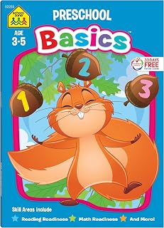 School Zone Preschool Basics Workbook: Pre-K, Beginner Reading, Early Math, Colors, Numbers, Counting, Matching, Grouping, Beginning Sounds, Ages 3-5
