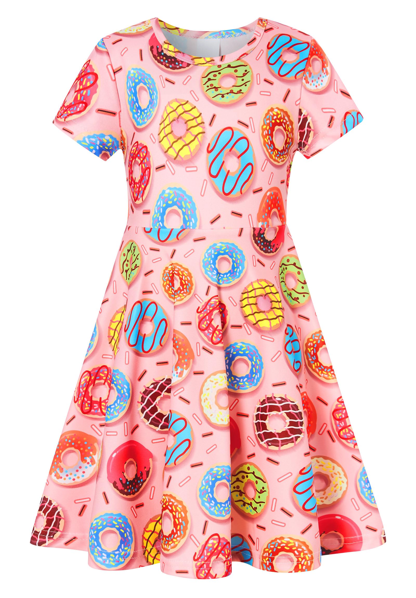 RAISEVERN Baby Girls Summer Short Sleeve Casual Dress 2-9 Years