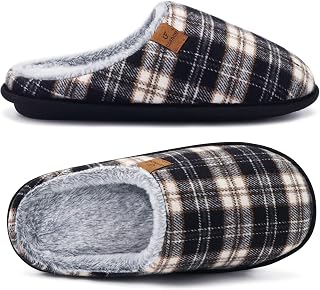 COFACE Mens Cozy Memory Foam Scuff Slippers Warm Slip On House Shoes