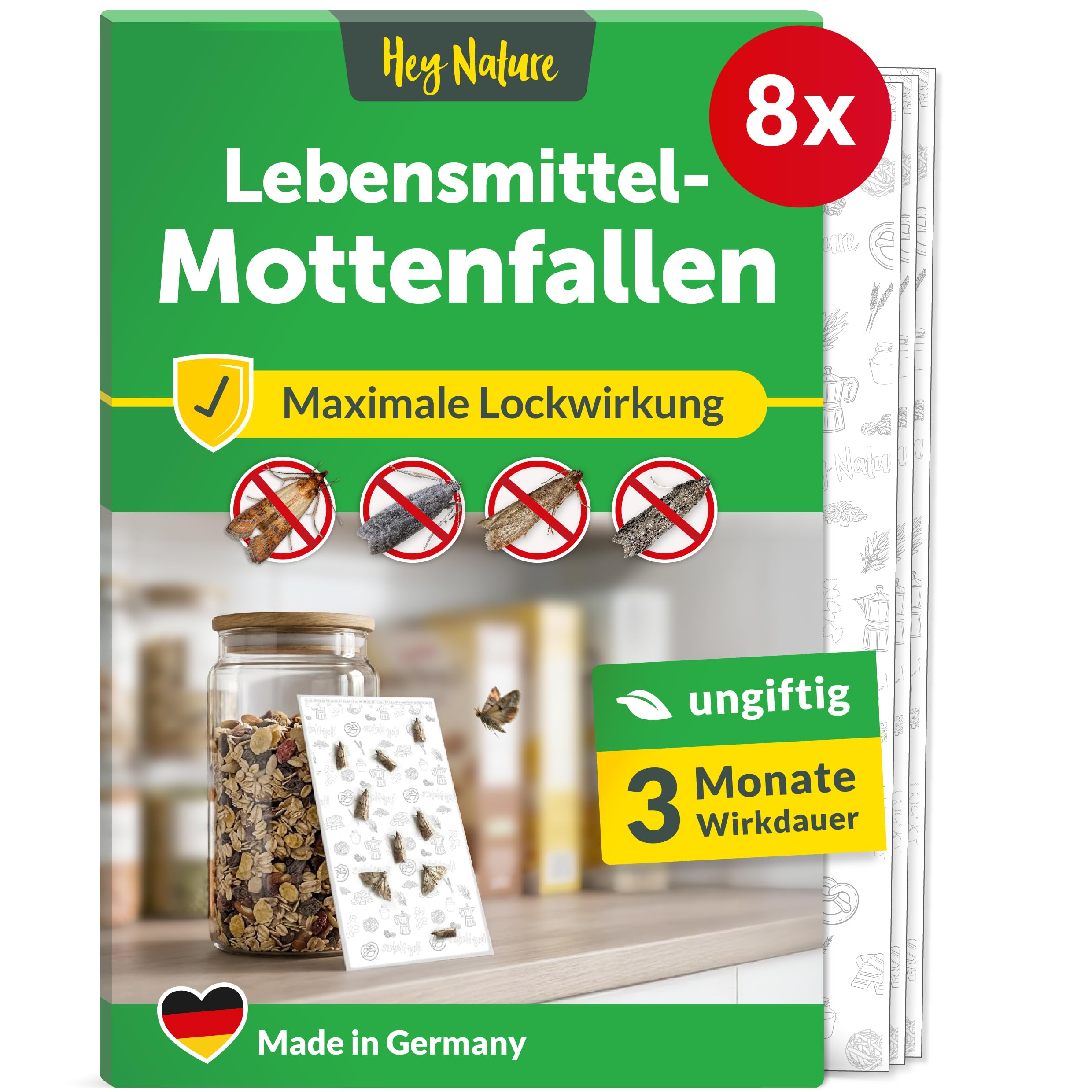 Hey Nature Food Moth Trap, Pack of 8, Insecticide-free Moth Trap | Odourless phe
