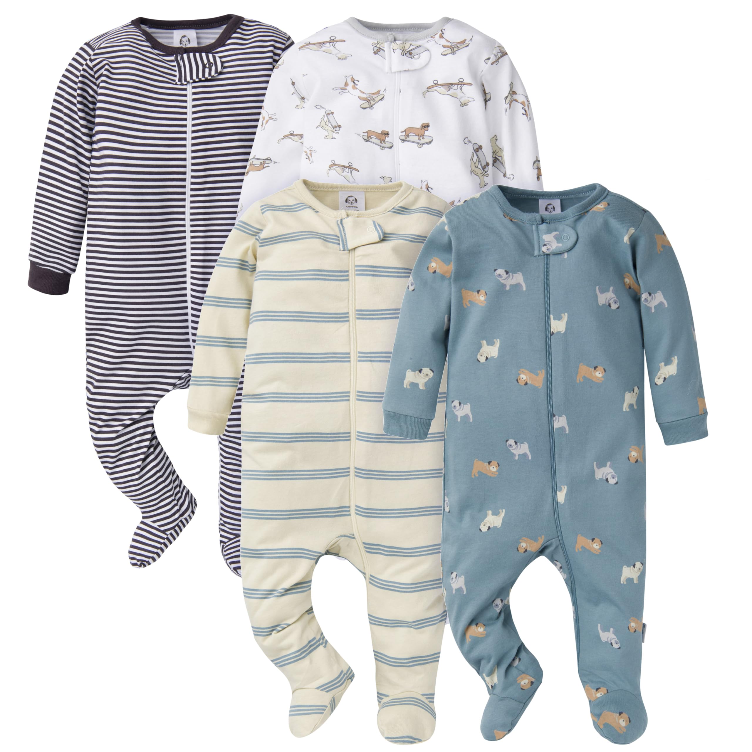 Gerber Baby Boys 4 Pack Sleep 'N Play Foottie, Dog, 6-9 Months