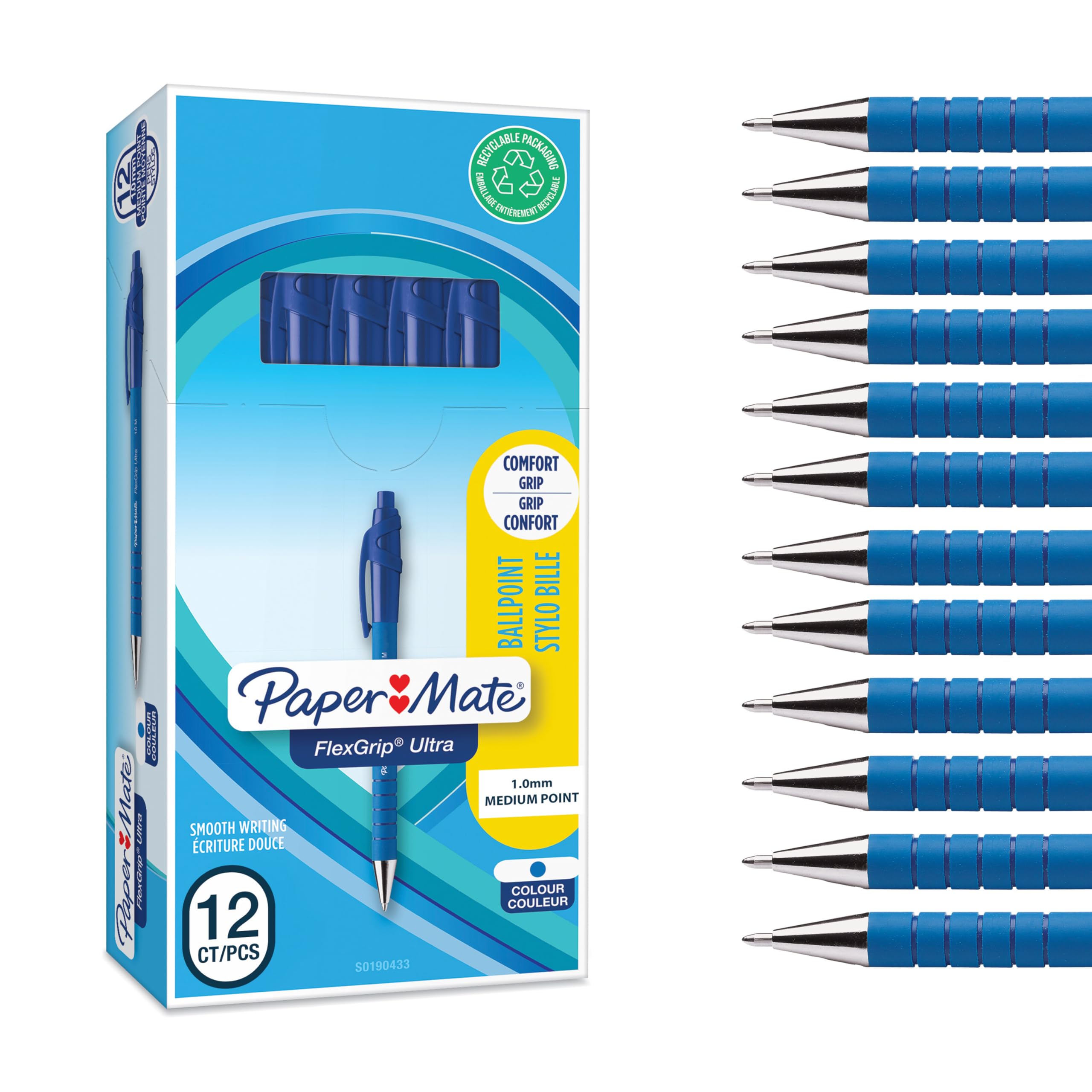 Paper Mate Flexgrip Ultra Retractable Ballpoint Pens | Medium Point (1.0mm) | Ha