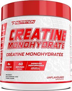 TC Nutrition Creatine Monohydrate Powder 5g - Pure Creatine Powder for Increased Strength, Muscle Growth, Improved Endurance and Performance - Post Workout Muscle Builder For Men & Women - 60 servings, Unflavoured