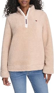 Tommy Hilfiger Adaptive Women's 1/4 Zip Mockneck Sherpa Soft Pullover Pullover Sweater (pack of 1)