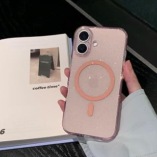 Bling Clear Case for iPhone 15 6.1 inch Shockproof Military Grade Protection Compatible with MagSafe Glitter Magnetic Design Clear Phone Case