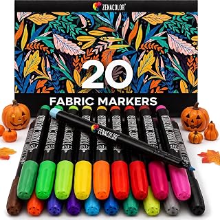 Zenacolor - 20 Fabric Markers Permanent for Clothes - Fine Point | Non Toxic Paint · Indelible · Pens for Personalizing Shirts, Sneakers, Shoes, Totes Bags, Canvas and Textiles