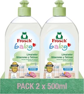 Frosch Baby - Organic Detergent Bottles, Teats and Pacifiers with Panthenol | Hypoallergenic and Fragrance Free Cleaner | Pack 2 x 500ml | Hipoalergénico, Sin Fragancias, Con Pantenol, Sin Conservantes ni Colorantes