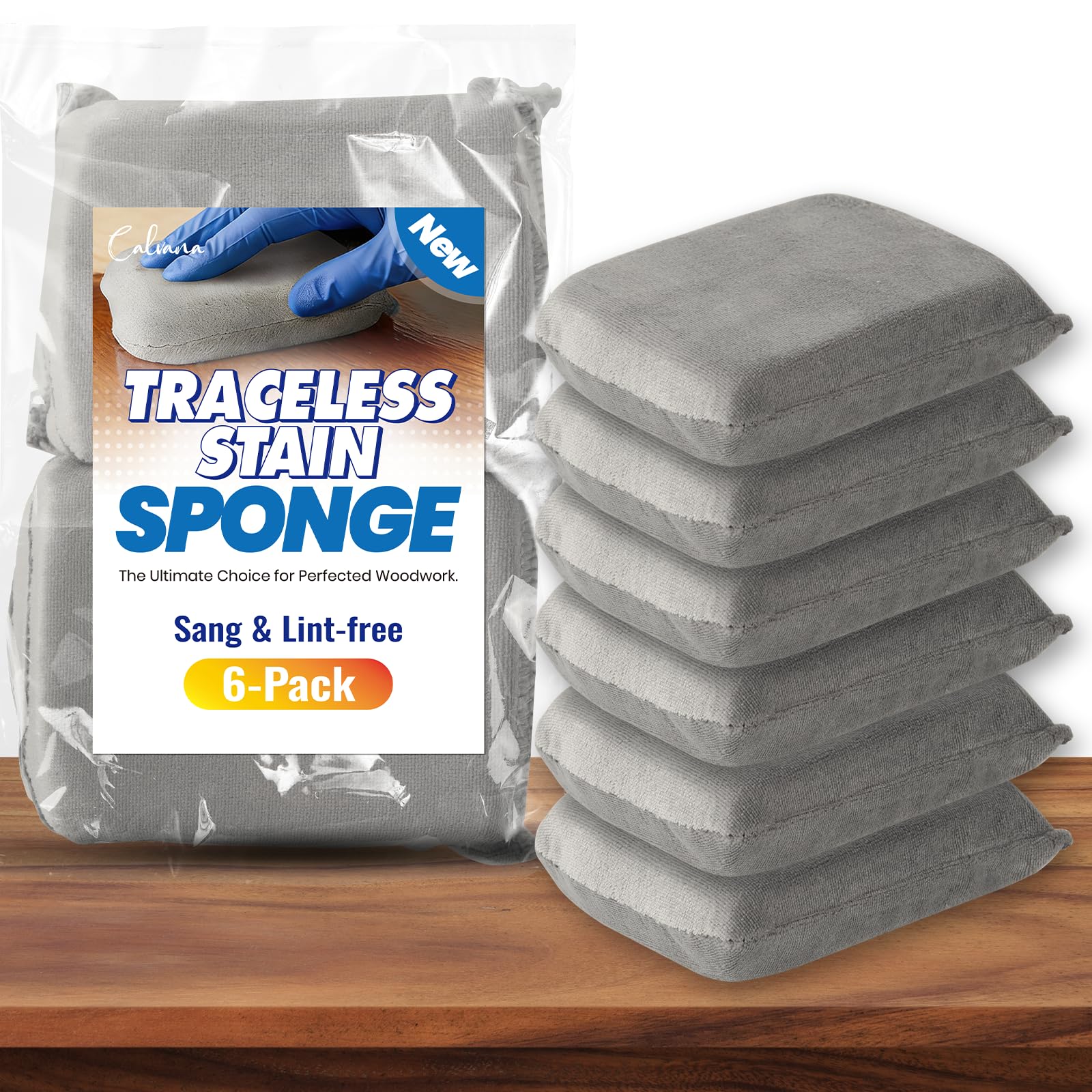 Calvana 6pk 3"x4" Grey Lint-Free Stain Sponge Applicators