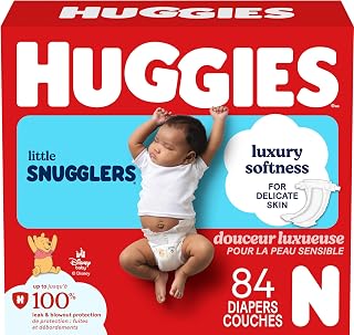 HUGGIES Newborn Diapers - HUGGIES Little Snugglers Disposable Baby Diapers, 84ct, Giga Pack