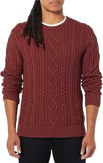 Amazon Essentials Mens Long-Sleeve 100% Cotton Fisherman Cable Crewneck Sweater