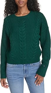 Tommy Hilfiger Women's Solid Cable Crewneck Bobbi Pullover Sweater