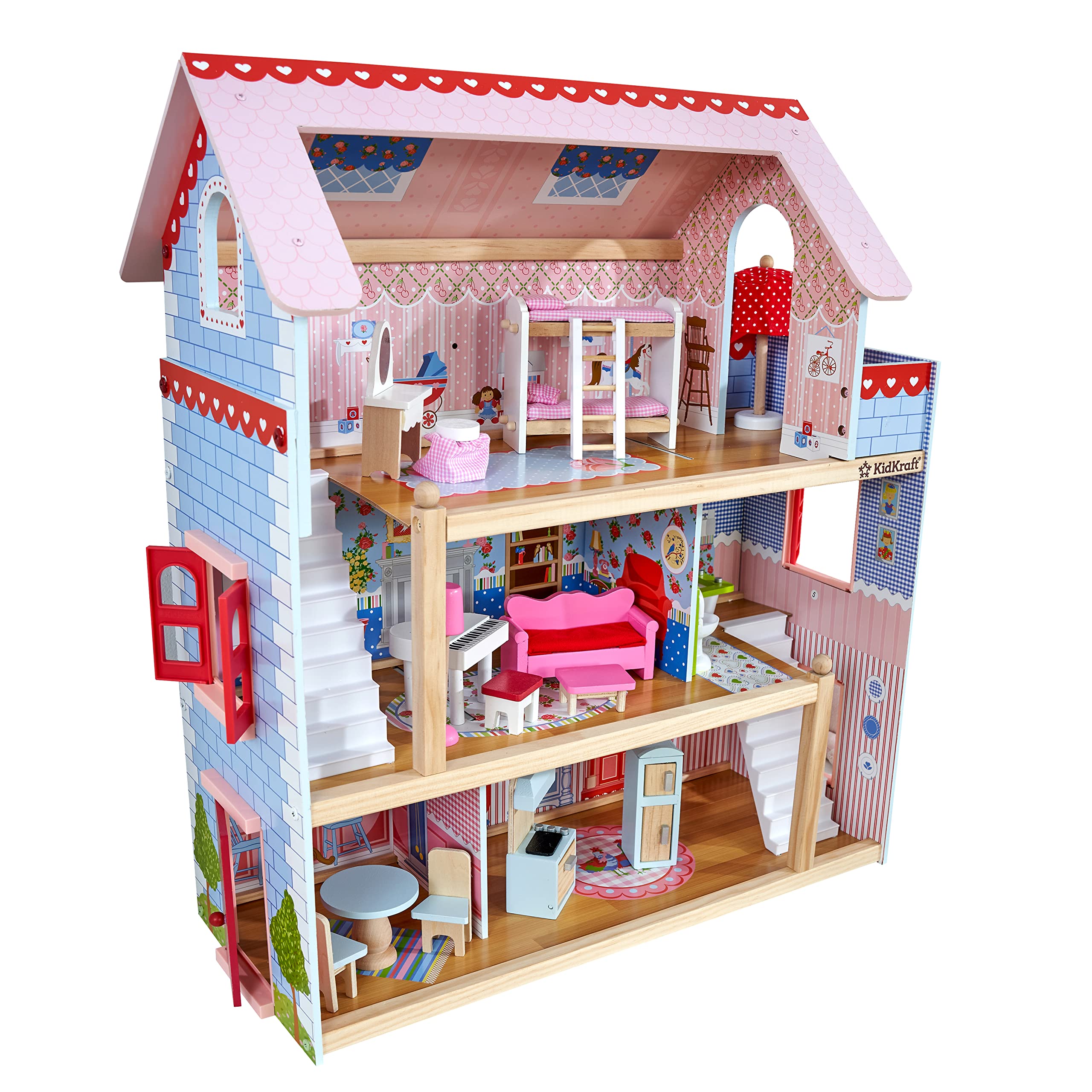 KidKraft Chelsea Doll Cottage Wooden Dollhouse with 16 Accessories | Working Shu
