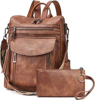 Shrrie Backpack Purse for Women Fashion Leather Backpack Purse Designer Travel Backpack Convertible Shoulder Bag