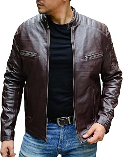 Jild Timeless Classic Leather Jacket Men - Biker Style Real Lambskin Café Racer Vintage Look Motorcycle Jackets for Men