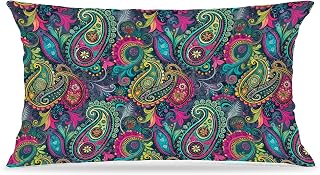 Boho Paisley Throw Pillow Cover 12x20 Double-Sided, Vintage Colorful Ethnic Mandala Floral Decorative Pillow Cover Case for Home Bedroom Living Room