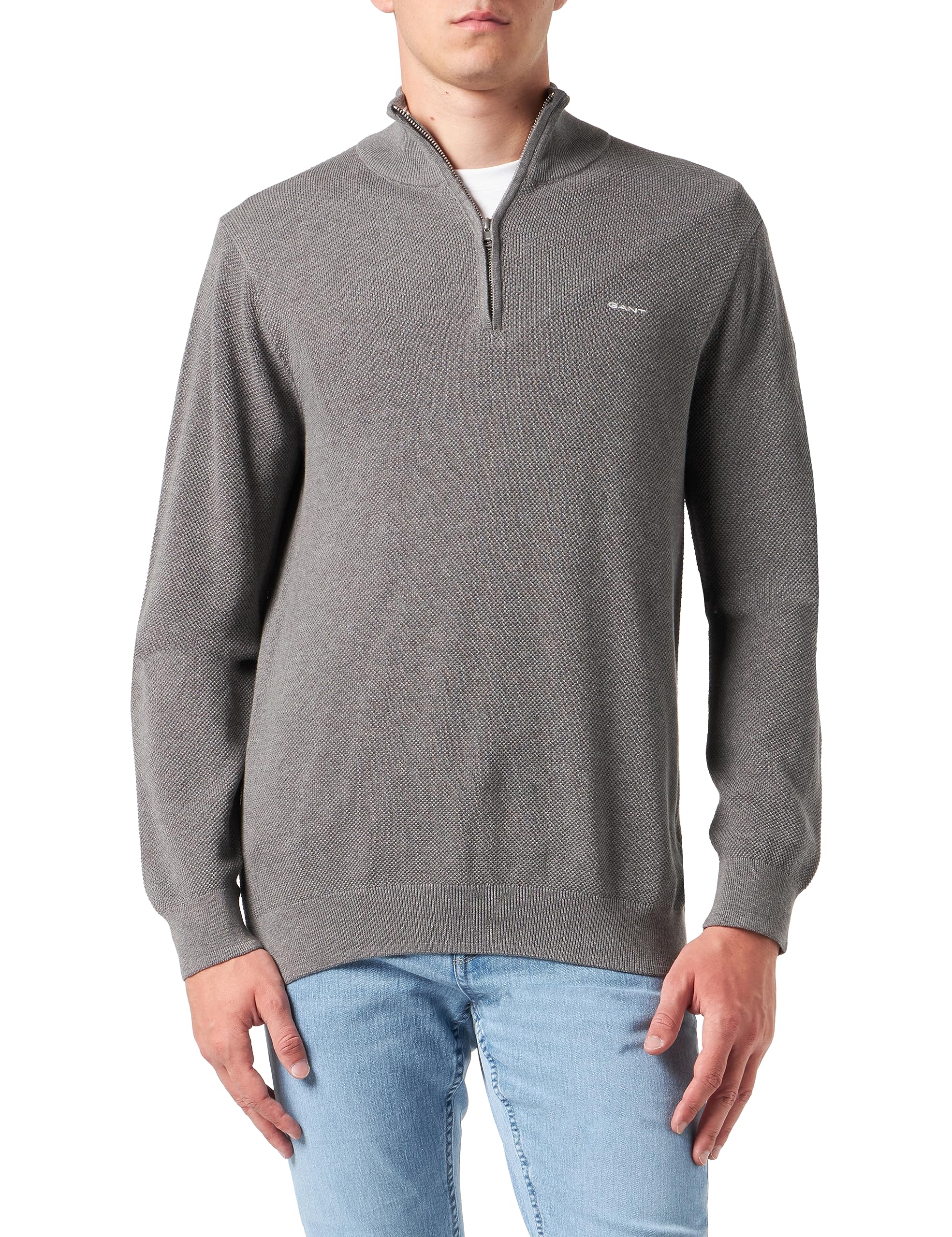 GANT Mens Cotton Pique Half Zip Sweater