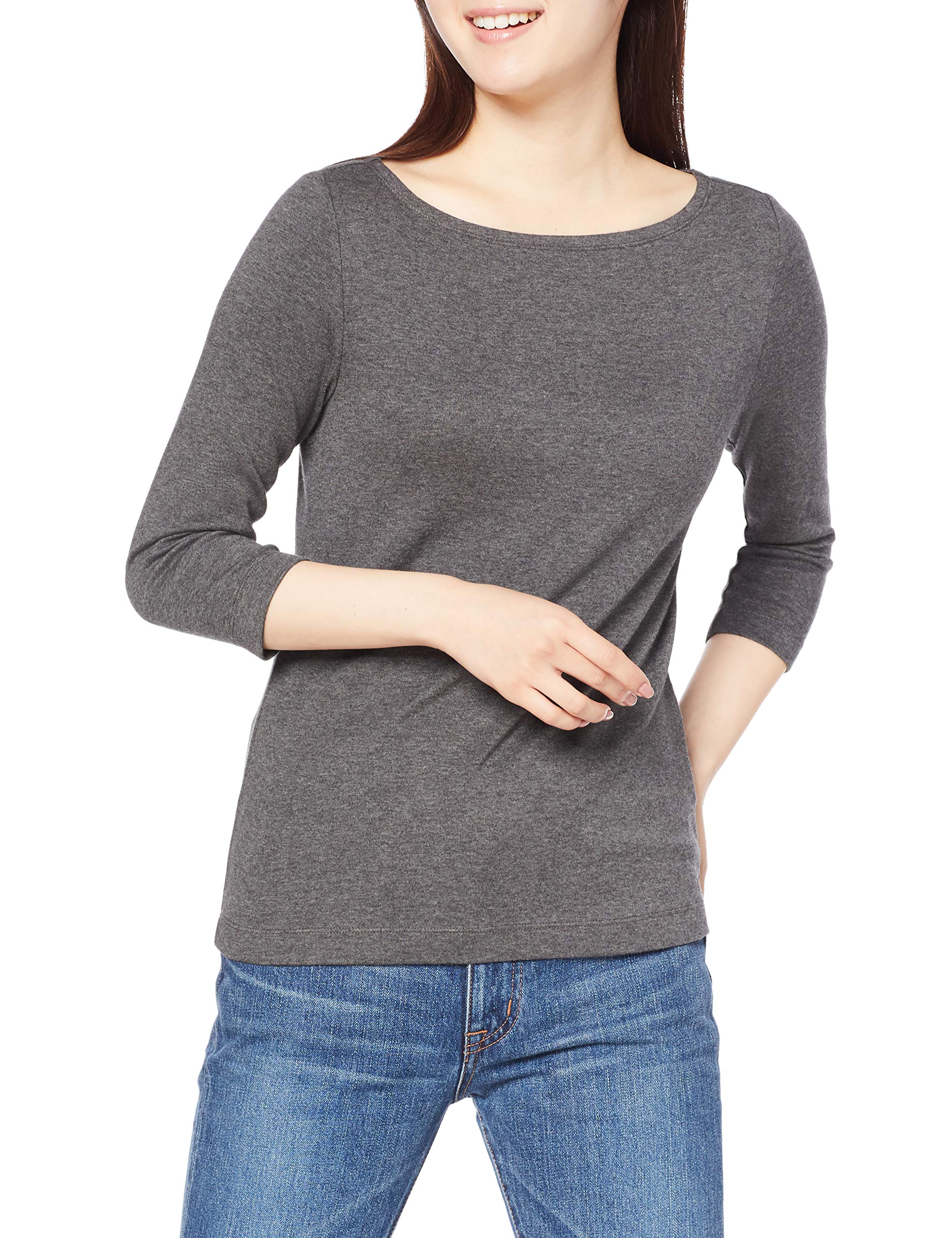 Amazon Essentials Women's T-Shirt with Boat Neck with 3/4 Sleeve Slim Fit