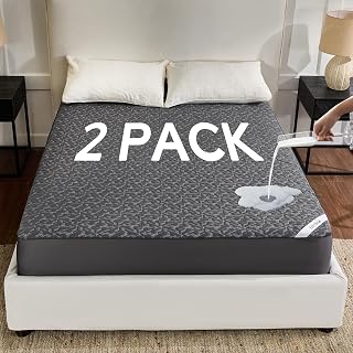 2 Pack Waterproof Twin Mattress Protector, with deep Pocket Gray