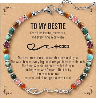 Natural Stone Bracelets for Women, Meaningful Wave Bracelet Gift for Her, Birthday Gifts for Mom, Sister, Friend, Inspirational Friendship Jewelry