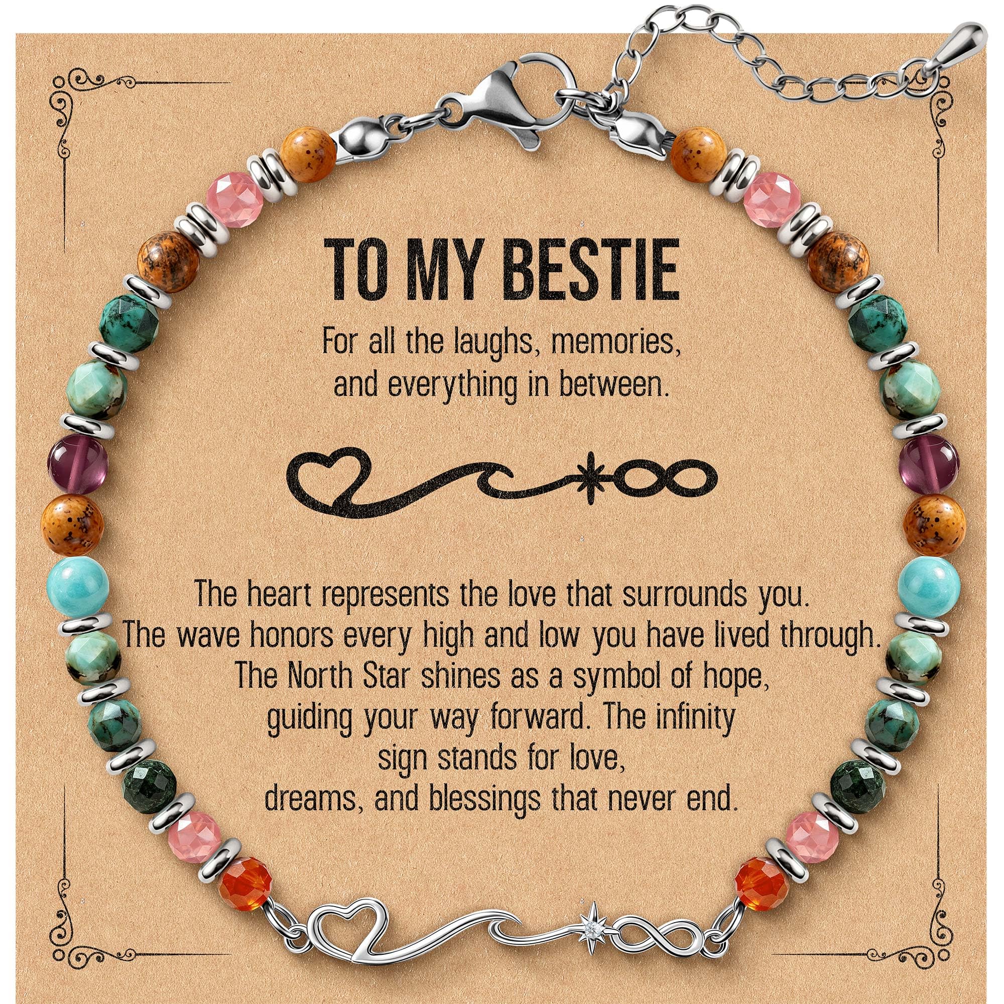 Natural Stone Bracelets for Women, Meaningful Wave Bracelet Gift for Her, Birthd
