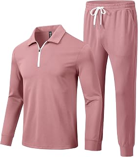 MoFiz Men's Tracksuit 2 Pieces Tracksuit 1/4 Zip Long Sleeve Tops Jogging Bottoms Casual Outfits for Men
