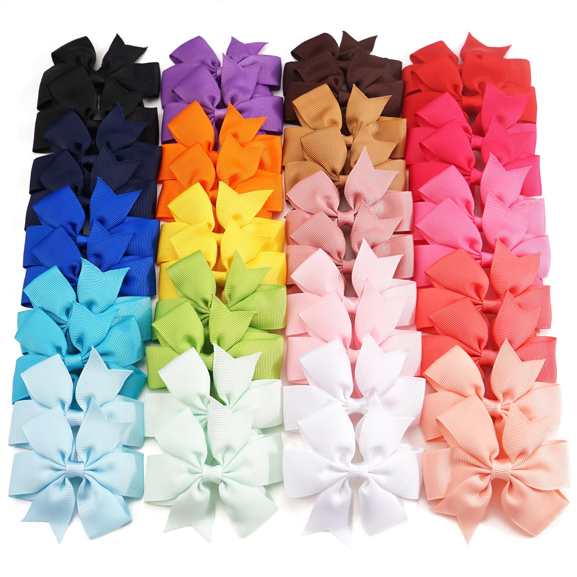 CÉLLOT 40Pcs 3 Inch Boutique Grosgrain Ribbon Pinwheel Hair Bows Alligator Clips