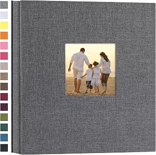 potricher Photo Album 4x6 Pictures, 600 Pockets, Linen Cover, Gray | Linen Cover, Front Window, Large Capacity 4x6 Picture Albums, Photo Book for Family, Wedding, Anniversary, Baby, Keepsake